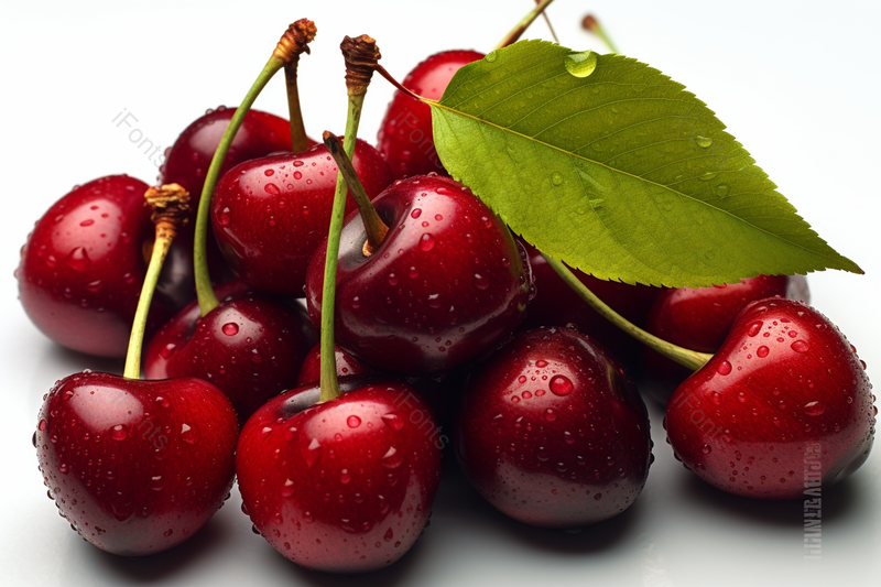 红润剔透小樱桃数字艺术带着水珠的新鲜樱桃摄影真实,高清,摄影图,摄影图片,图片大全,摄影图免费下载